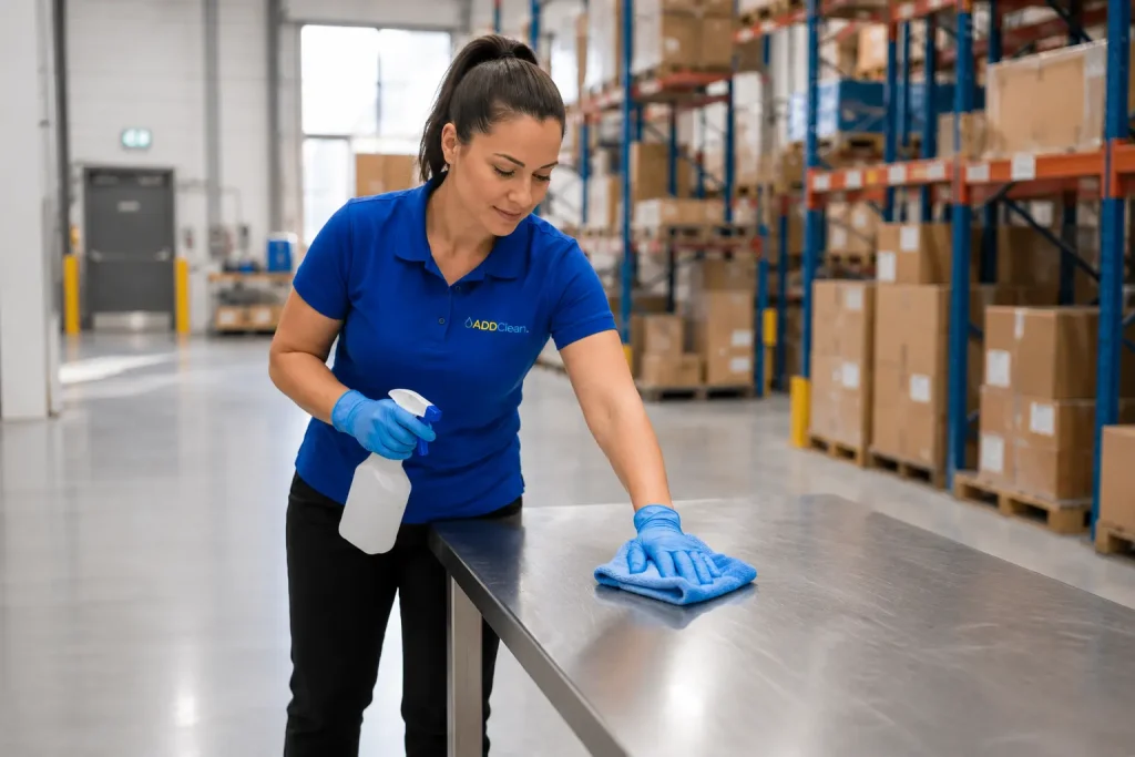 Add Clean cleaner working in a Stirling warehouse
