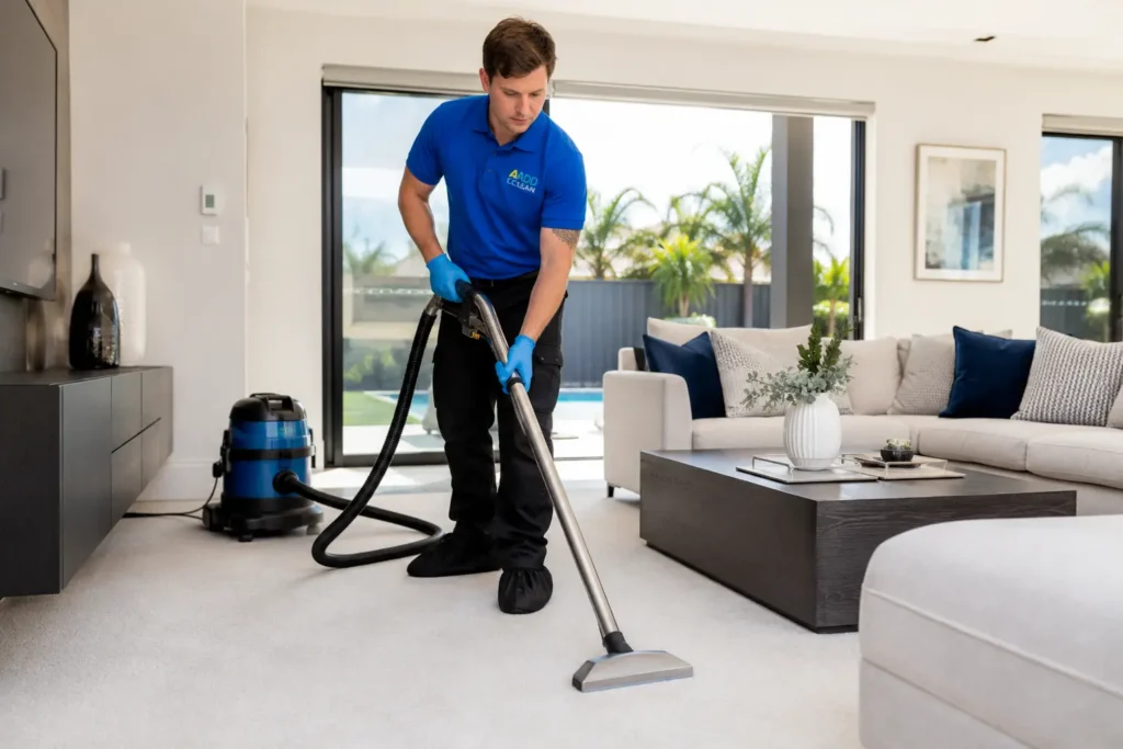Clean carpeted hallway in a Perth home after steam cleaning